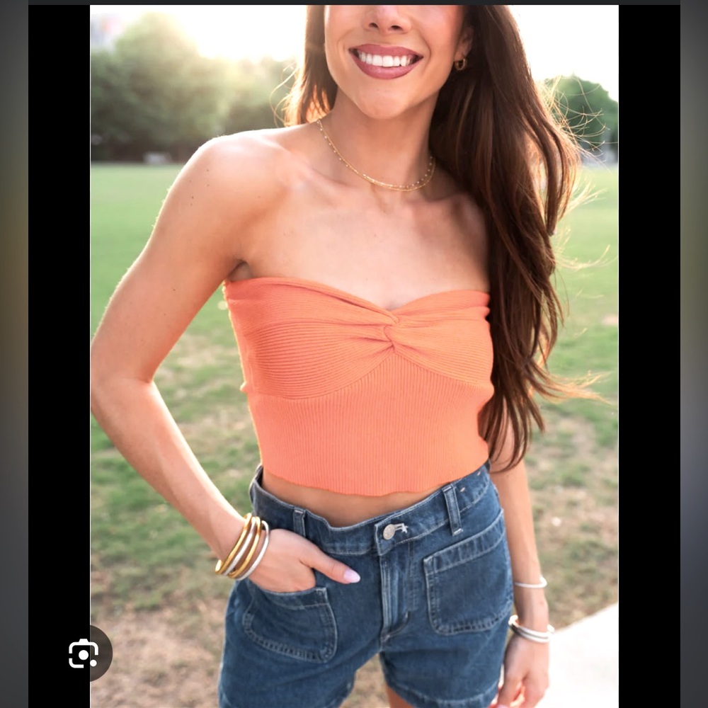 Happily Grey Ribbed Tube Top - size Large - NWT